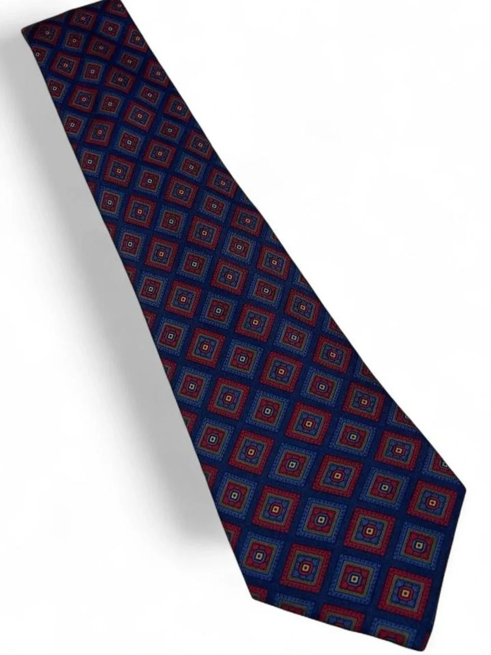 Massimo Dutti Pure Silk Blue & Red Patterned Tie L58